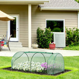 2 x 1m Tunnel Greenhouse with Roll-Up Zipped Door, 140gsm PE Cover and Powder-Coated Steel Frame