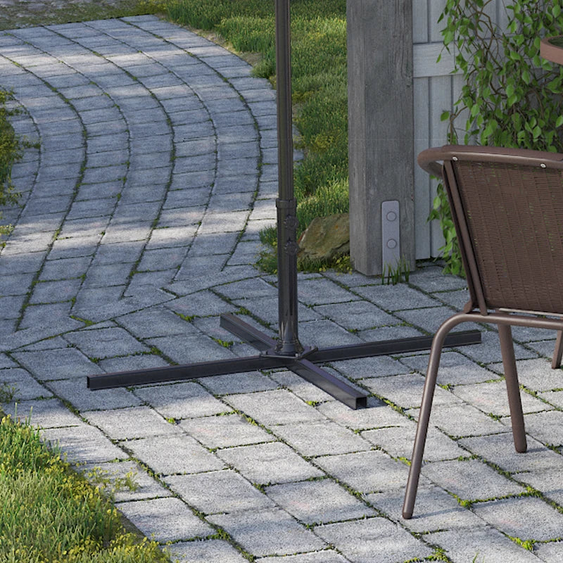 Parasol Cross Base Stand, 70cm Black Metal Umbrella Base