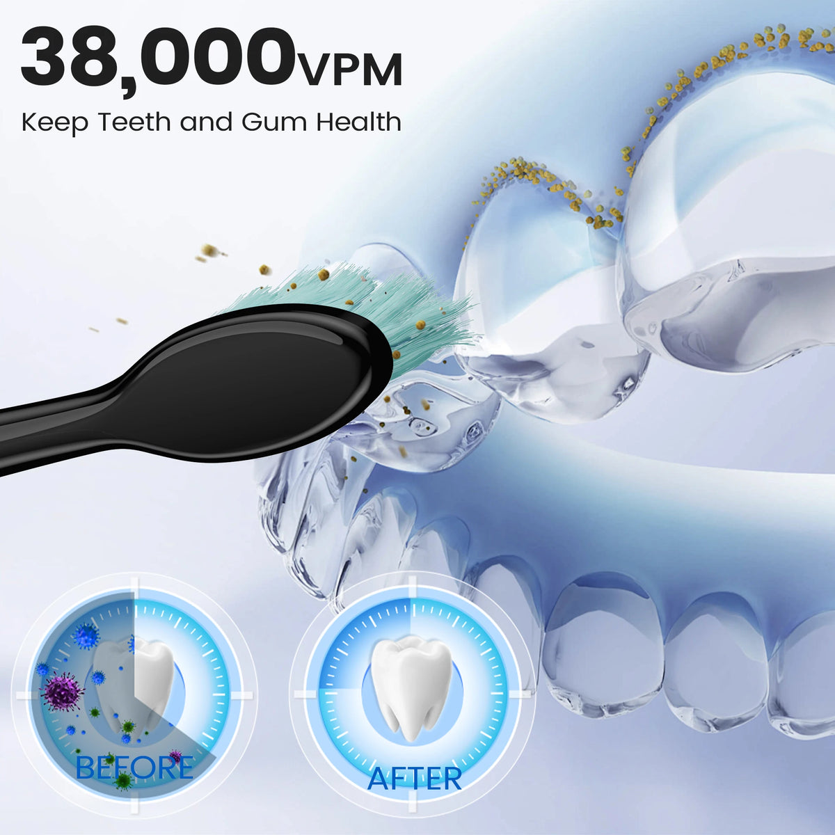 Electric Sonic Toothbrush with 10 Replacement Heads Rechargeable Waterproof Toothbrush