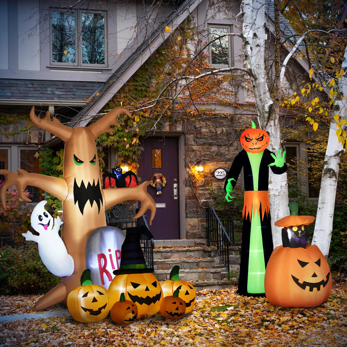 6ft Inflatable Halloween Pumpkin in Hat with LED Lights