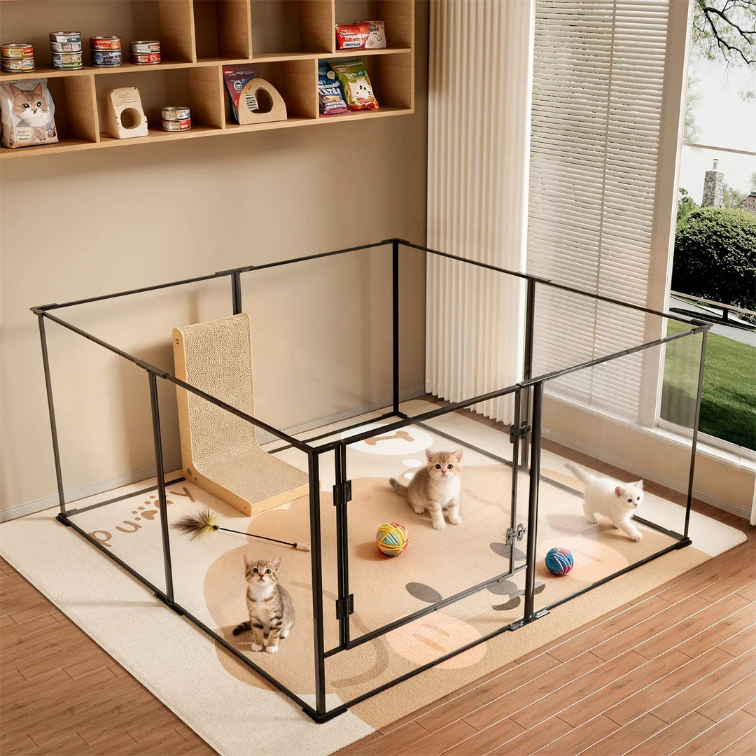 BINGOPAW 8 Panel Acrylic Dog Playpen Indoor Whelping Pen Box for Puppies Rabbits Small Animals