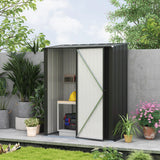 Galvanised Steel Garden Storage Shed with Corrugated Finish, Sloped Roof and Lockable Latched Door