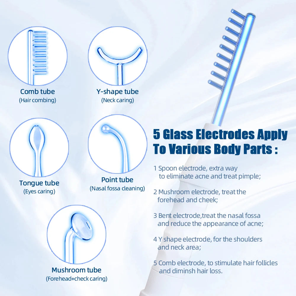 5 in 1 High Frequency Wand Facial Skin Tightening Acne Treatment Device