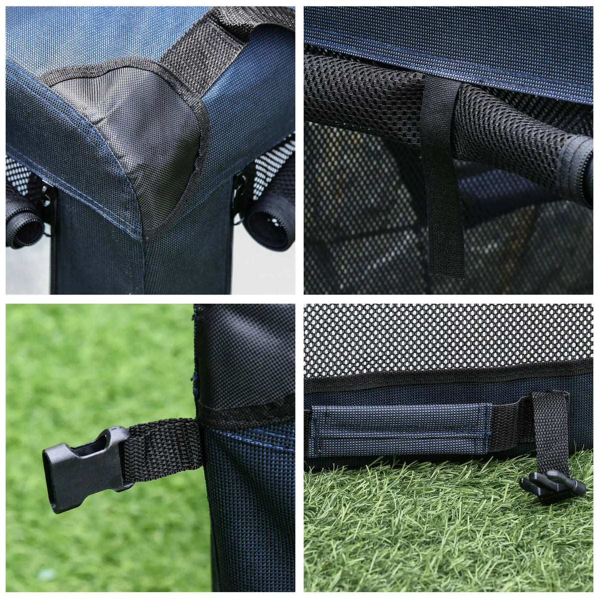 Folding Pet Carrier Bag House with Cushion, Storage Pockets - Grey