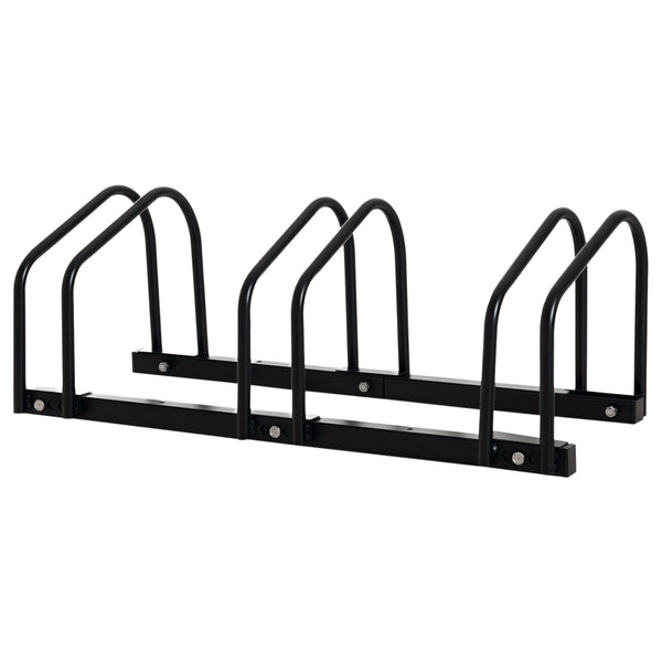 Bike Parking Rack for 3 Bikes, Floor Standing Steel Cycle Stand, Black