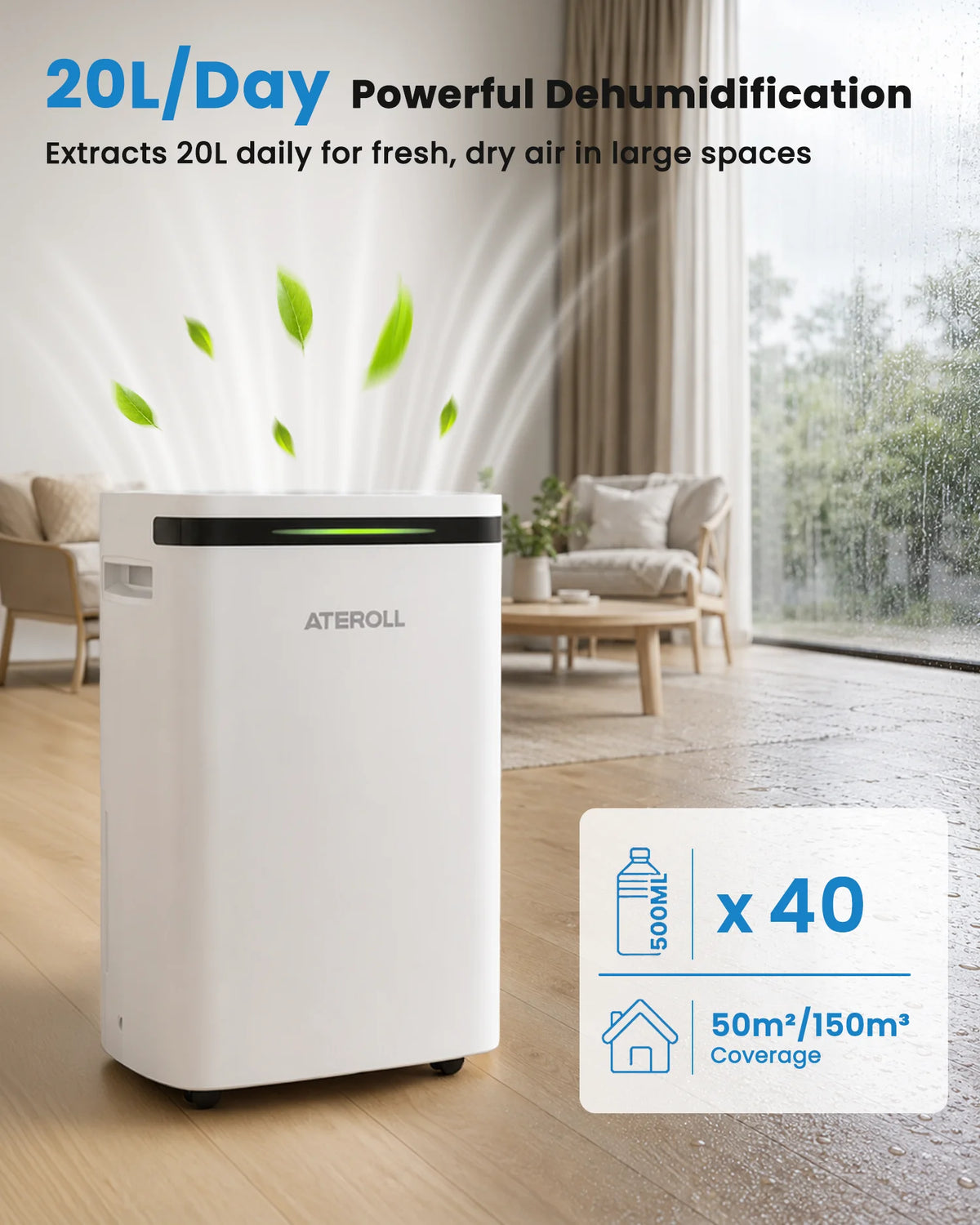 20L per Day Dehumidifier with Sleep Mode and 24-Hour Timer