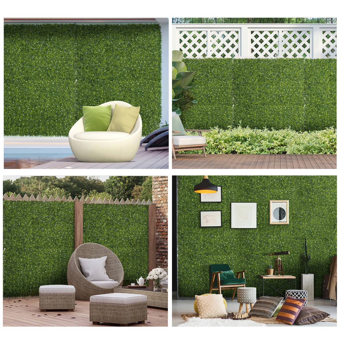 12PCS Artificial Boxwood Wall Panels 50cm x 50cm Grass Privacy Fence Screen Faux Hedge Greenery Backdrop