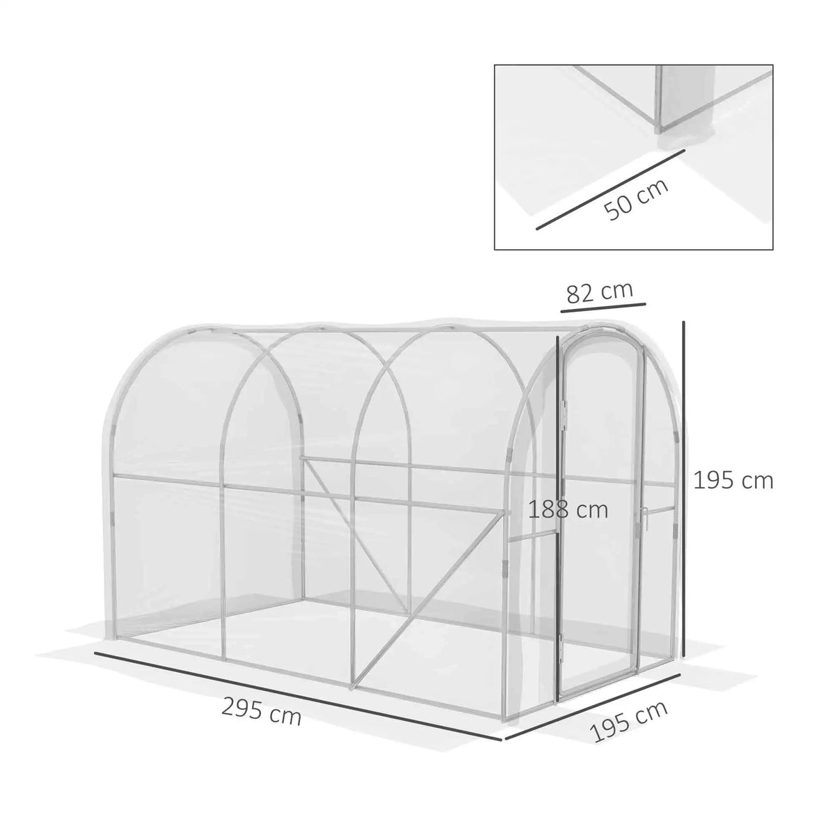 Polytunnel Greenhouse with Pe Cover, Walk-In Grow House, 3 X 2 X 2m