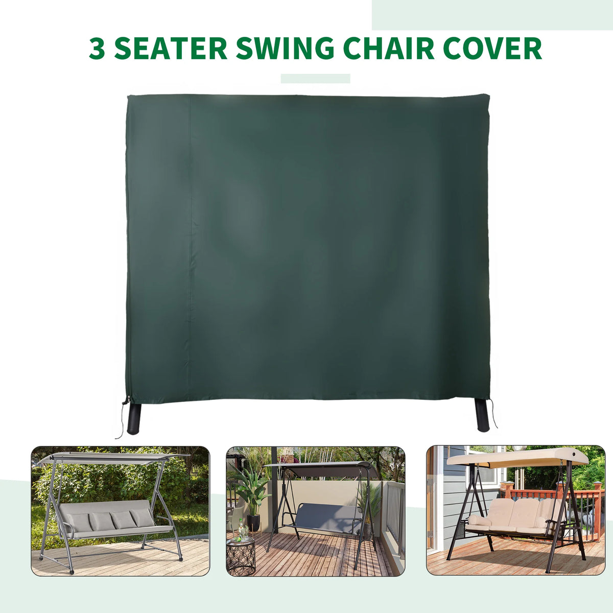 3 Seater Swing Chair Cover, 600D Oxford Garden Furniture Cover with Zip