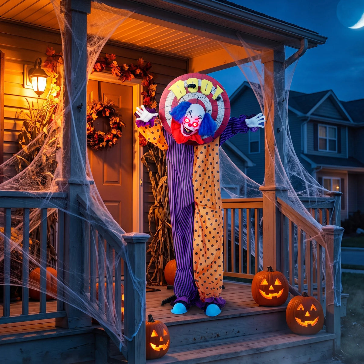 167cm animated clown shown in a doorway