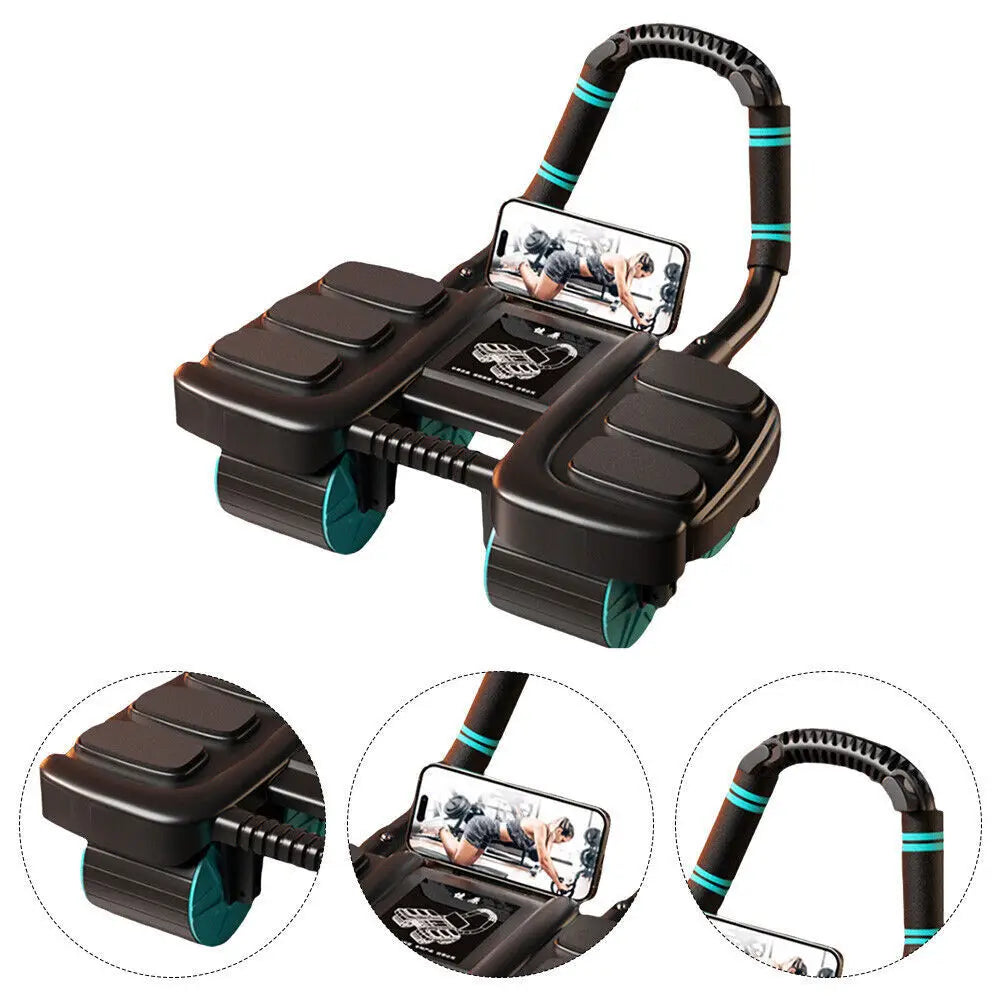 Automatic Rebound Ab Roller 4 Wheel Design with Elbow Support Multi Layer Quiet Floor Friendly Core Trainer