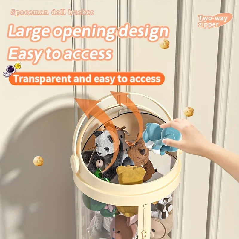 Stuffed Animal Storage Tube Tower Stackable Toy Organiser with Zip Lid for Kids Room Closet Bedroom