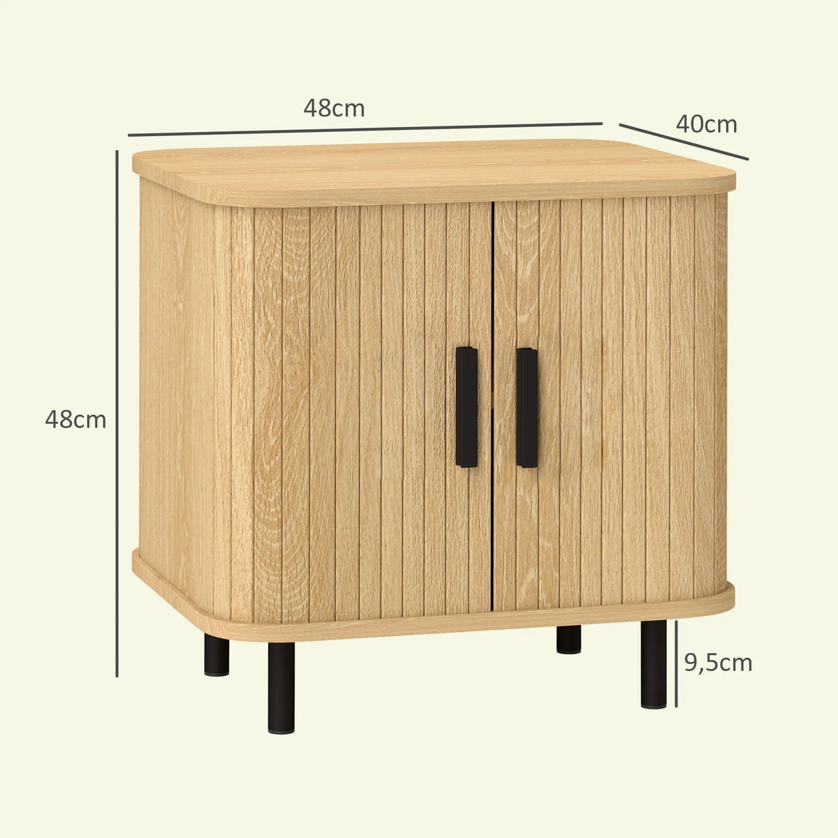 Nightstand with Sliding Doors and Metal Legs