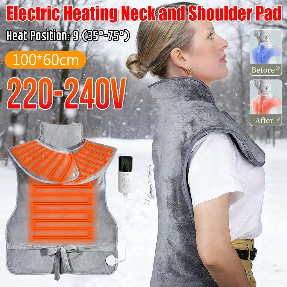 Electric Heated Neck and Shoulder Wrap, 100 x 60cm with 9 Heat Settings