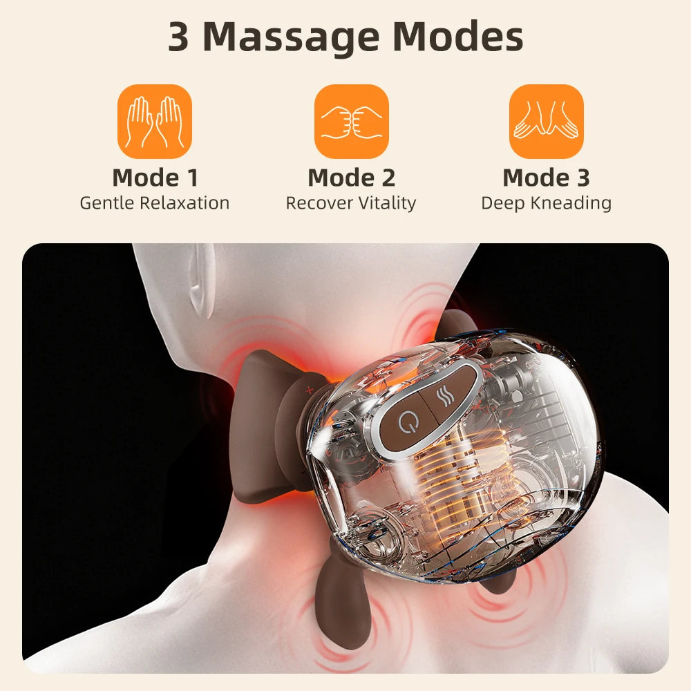 Neck and Shoulder Massager Shiatsu Kneading with Heat 3 Speed Rechargeable Back and Spine Relaxer