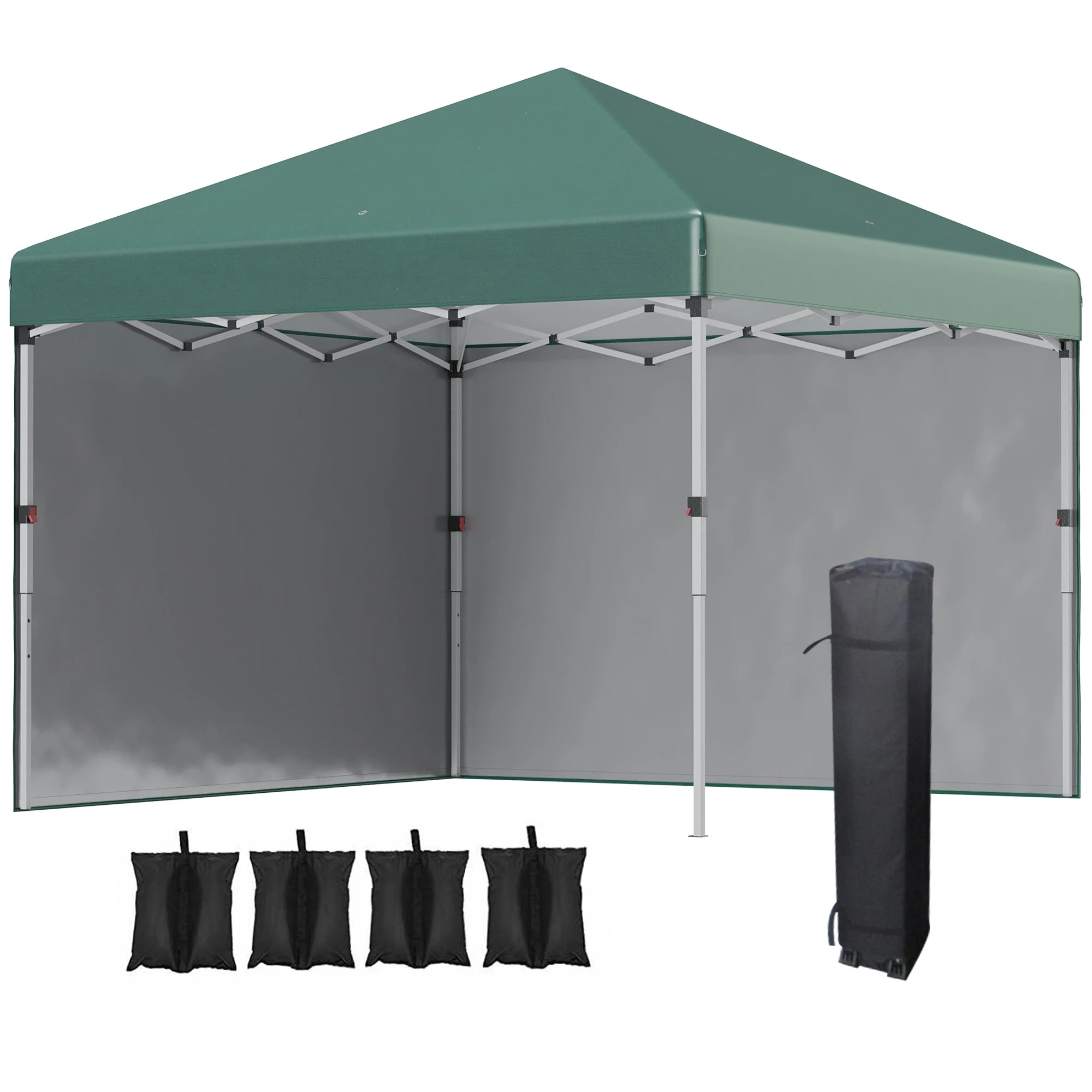 3 x 3m Pop Up Gazebo with 2 Removable Sidewalls, Leg Weight Bags, Ground Pegs and Wheeled Carry Bag for Outdoor Events