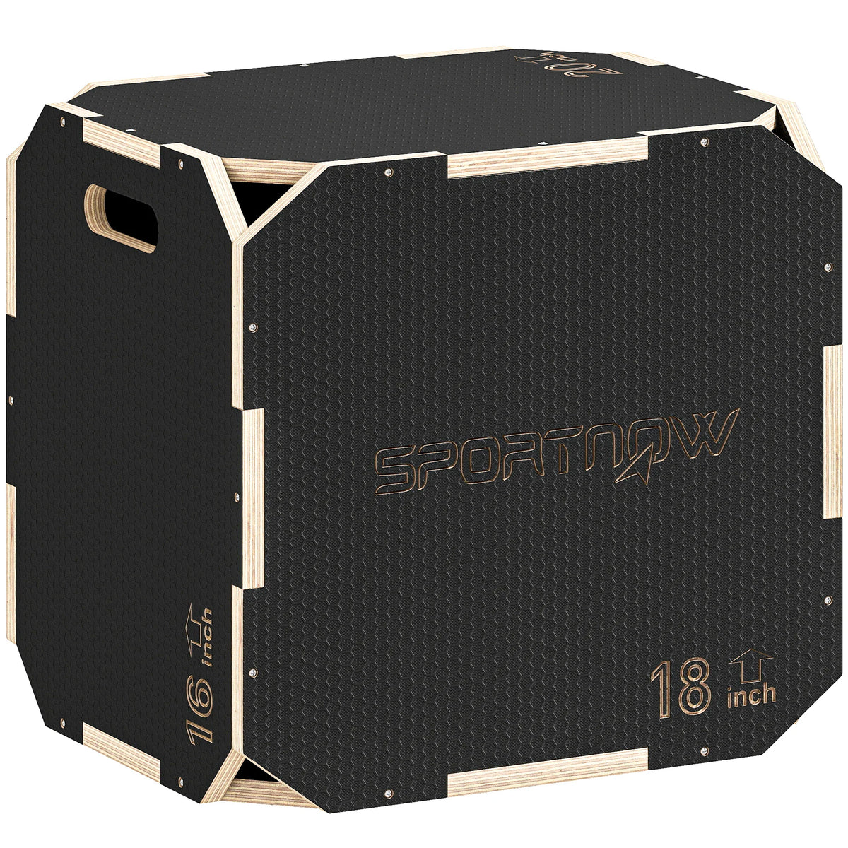 Non-Slip Wooden Plyo Box, 3-in-1 Jump Box, 41 x 48 x 51cm