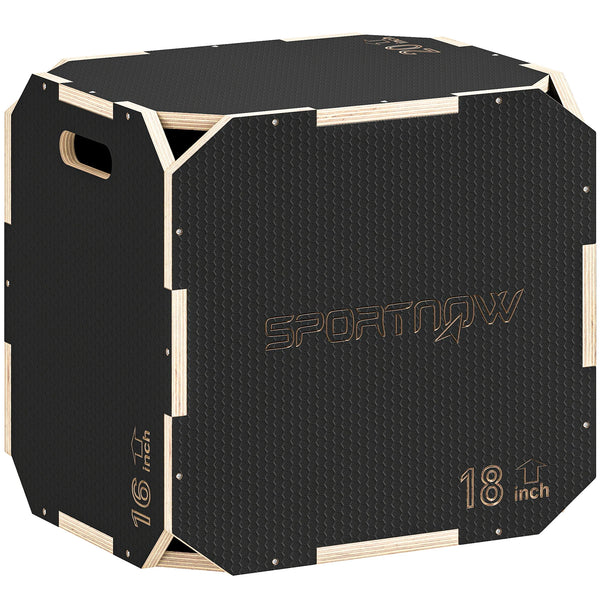 Non-Slip Wooden Plyo Box, 3-in-1 Jump Box, 41 x 48 x 51cm