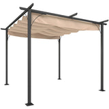 3 x 3m Metal Pergola with Retractable Anti-UV Canopy, Drainage Holes and Ground Stakes