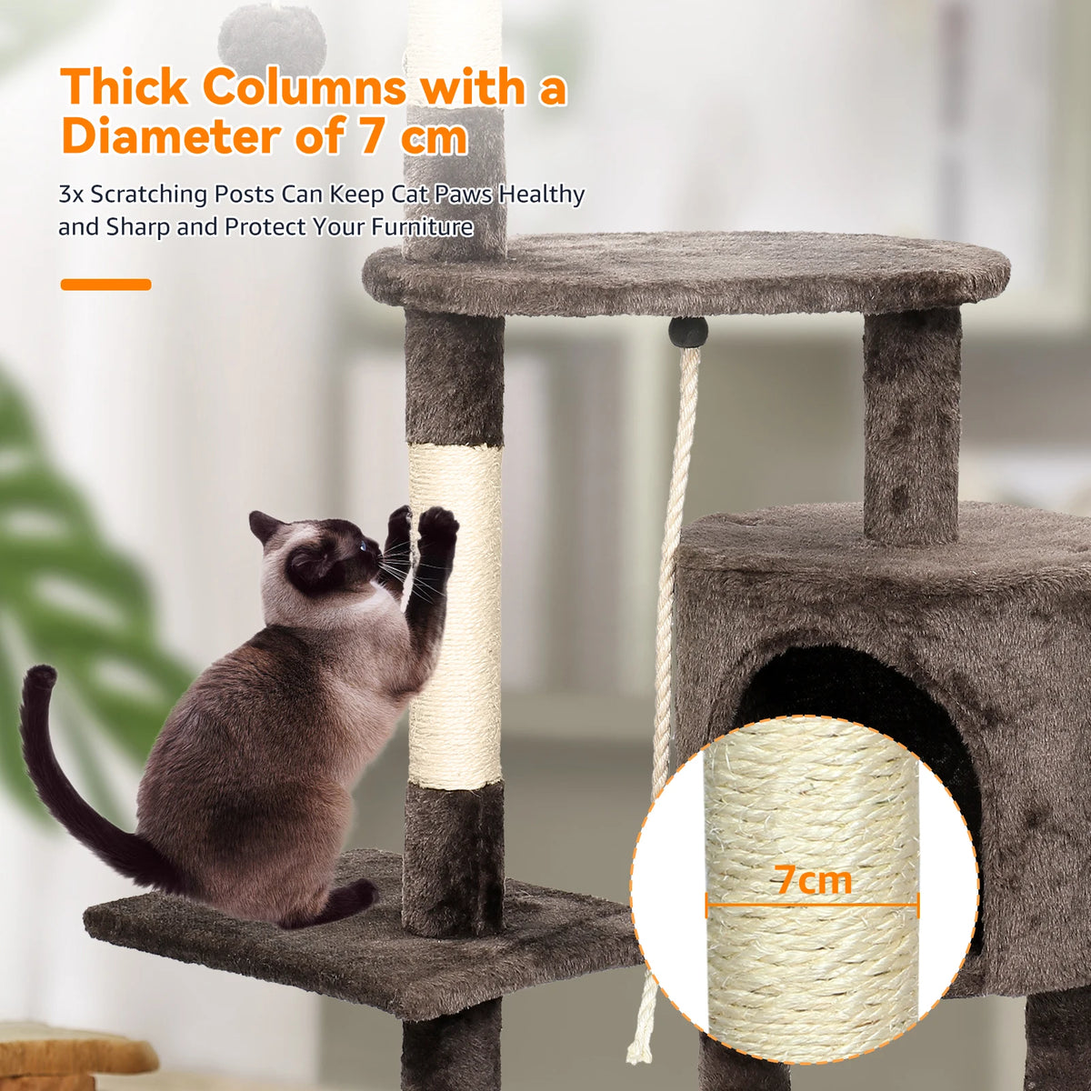 Passerscat Multi-Level Cat Tree 112cm Climbing Frame Scratching Posts Padded Perches Condo Indoor
