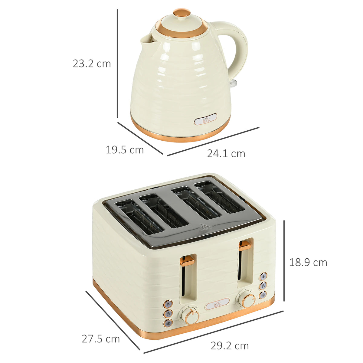Kettle and Toaster Set, 1.7L Kettle & 4 Slice Toaster with Browning Control