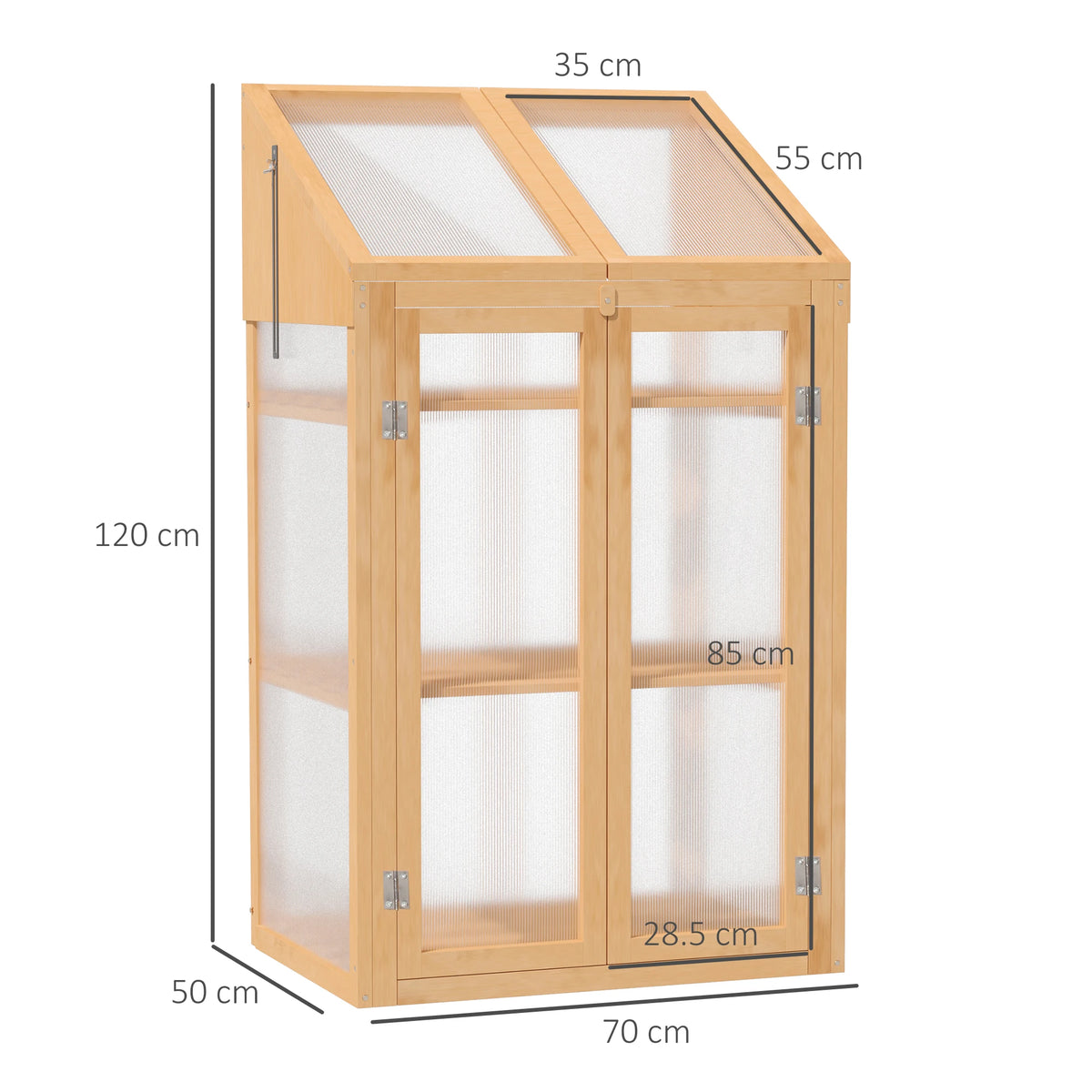 Wooden Greenhouse Cold Frame with Semi-Transparent Polycarbonate Glazing, Brown