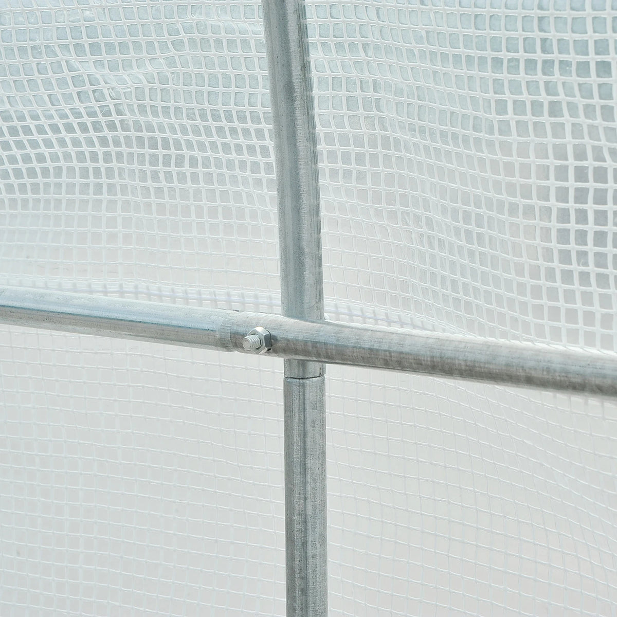 Walk In Polytunnel Greenhouse 3.5x2x2m with Mesh Windows Galvanised Steel Frame Grid Threaded PE Cover White