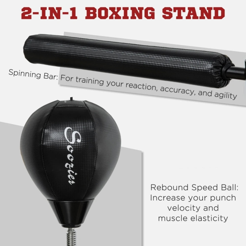 SPORTNOW Adjustable Speed Bag Stand Reflex Bar Punching Pad Black Boxing Training for Home Gym