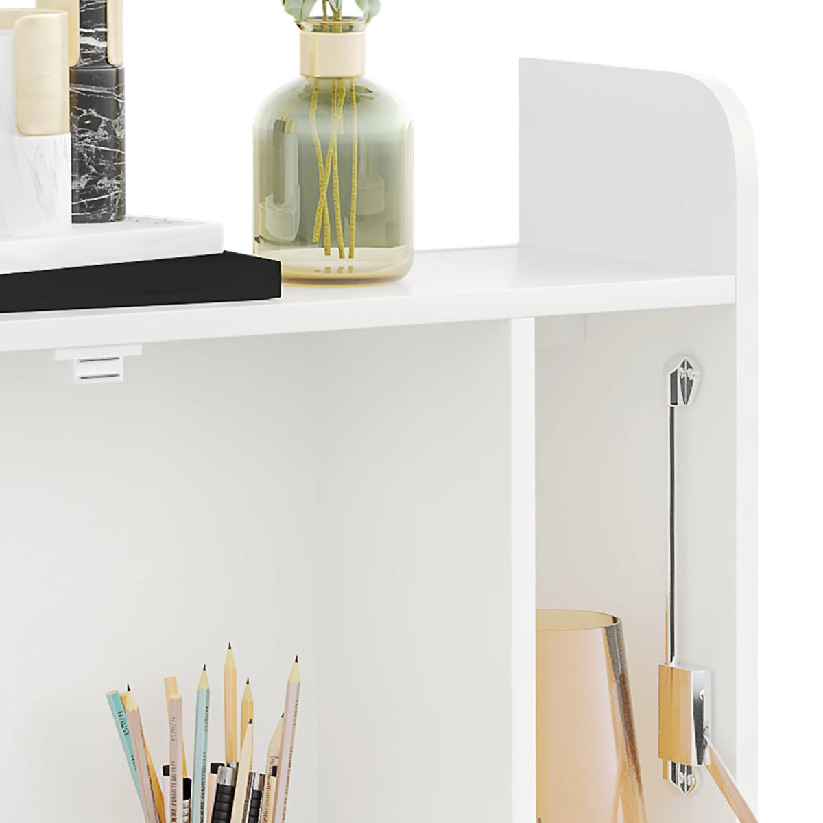 Wall-Mounted Drop-Leaf Desk with Storage Compartments, White