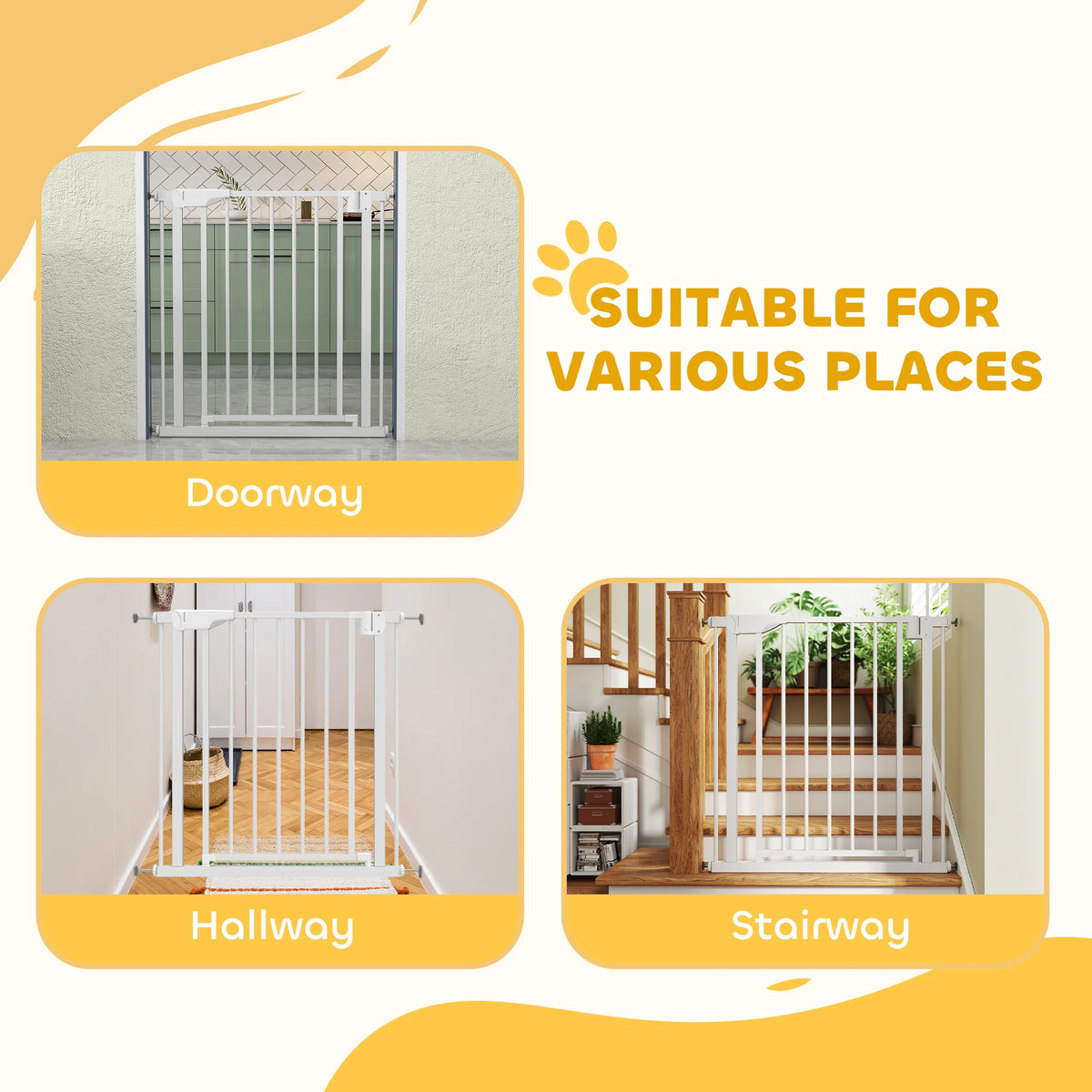 Pet Safety Gate, 76-82cm Wide Baby Stair Gate with Auto-Close