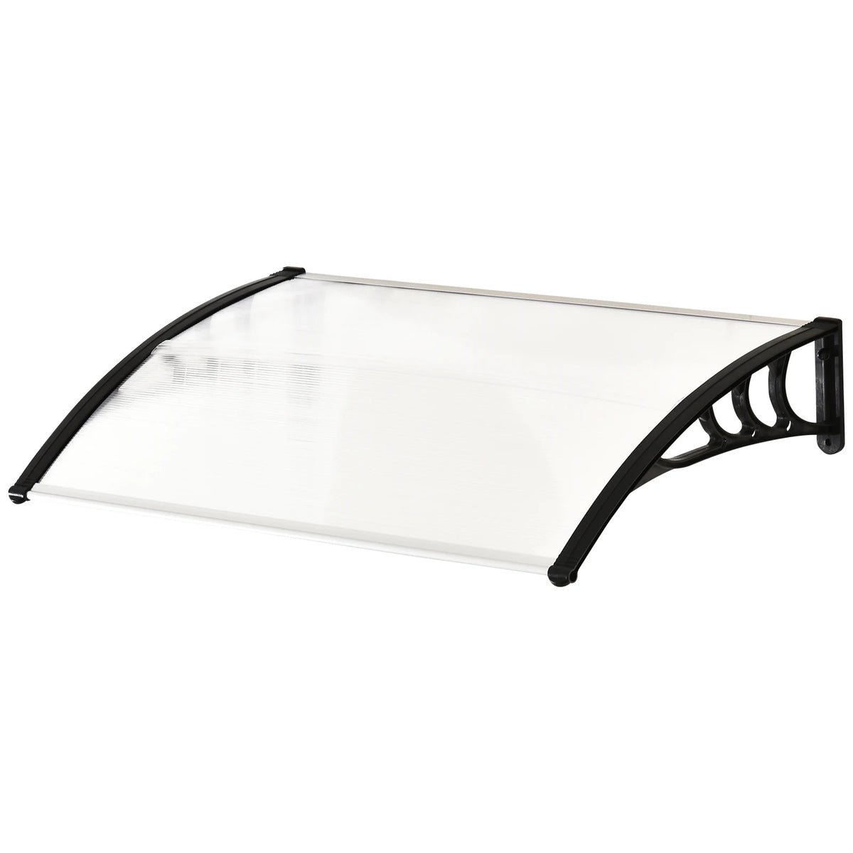 Curved Window Canopy, Aluminium Polycarbonate Awning, 120x75cm, White