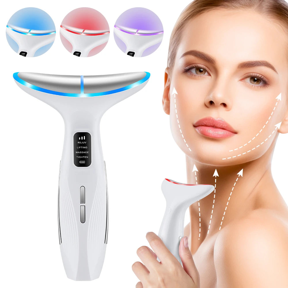 Microcurrent Neck Face Massager EMS LED Skin Tightening Lifting Device