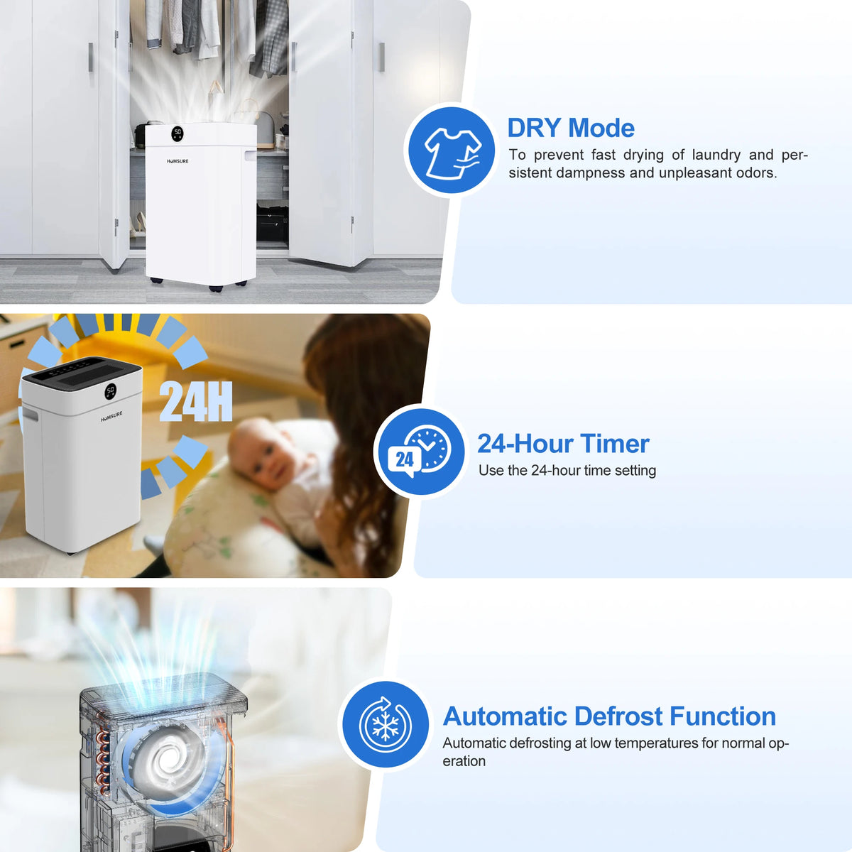 20L per Day Dehumidifier with 24-Hour Timer and Auto Defrost