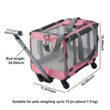 Airline Approved Pet Carrier with Detachable Wheels Soft Lined Rolling Carrier for Cats Dogs Travel