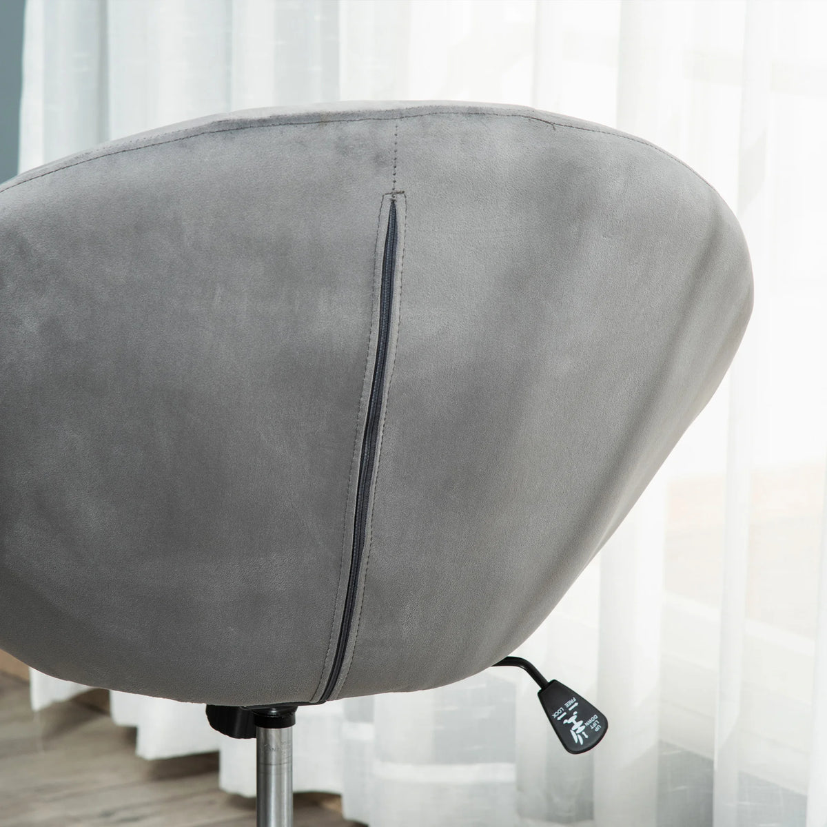 Swivel Tub Dining Chair with Adjustable Height and Button Tufting, Grey Velvet-Feel