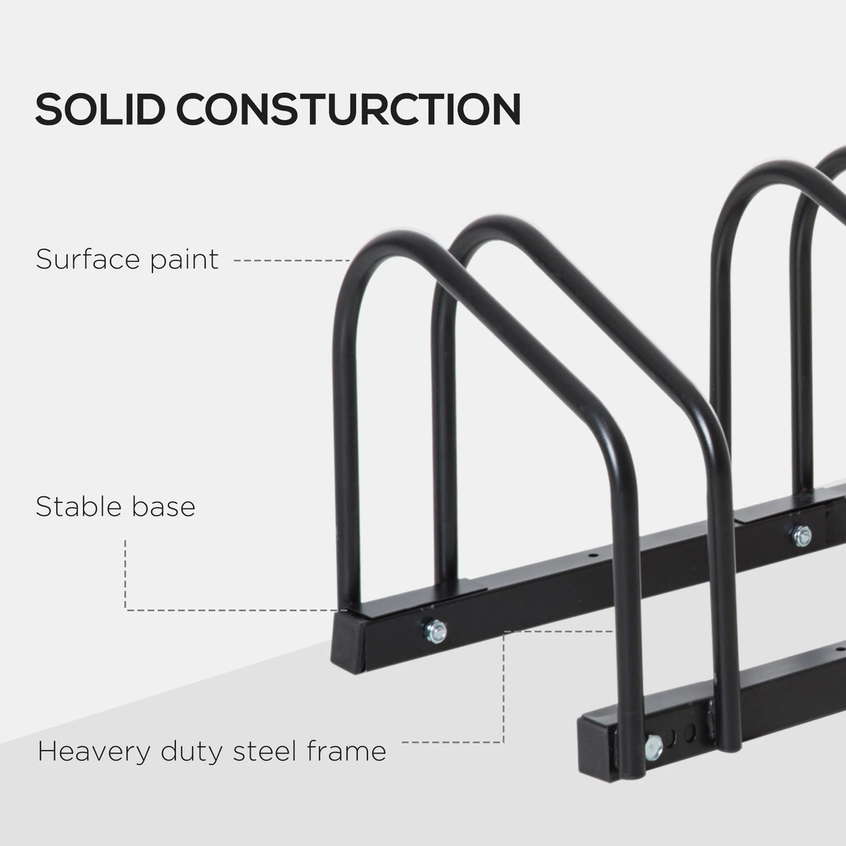 Bike Parking Rack for 3 Bikes, Floor Standing Steel Cycle Stand, Black