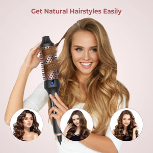 ​Heated Styling Brush 3-In-1 Ionic Hair Curler/Straightener with Anti-Scald Electric Curl Wand Curling Iron Hair Styling Tools