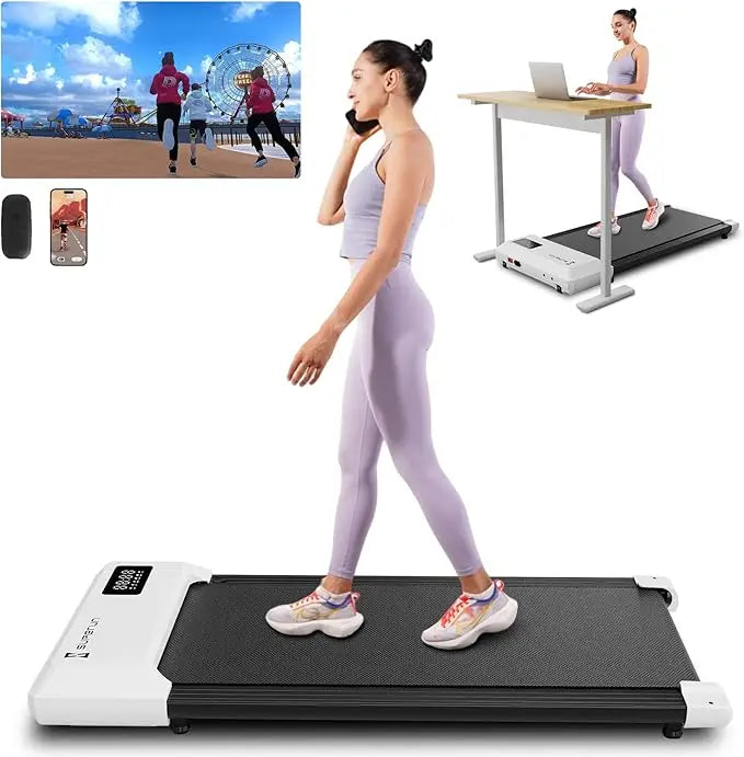 Under Desk Treadmill 35.5x15.5 Inch Run Area 1-6KM/H Remote Control LCD Display Bluetooth for Home