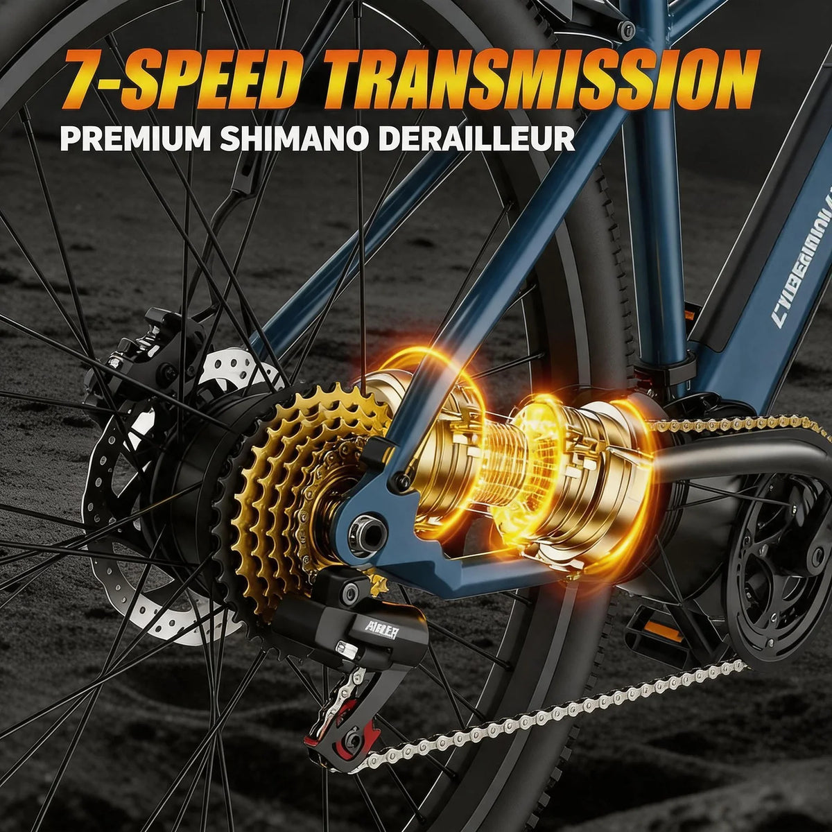 26 Inch Trail Electric Mountain Bike with 250W Pedal Assist Motor and 36V Removable Battery