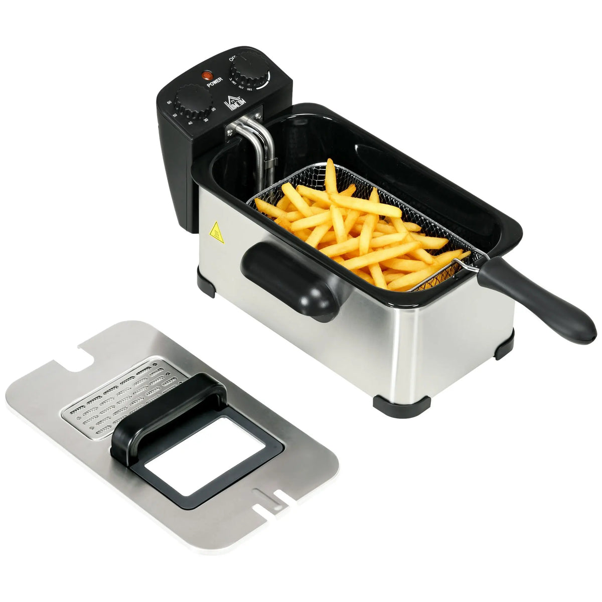 3L Stainless Steel Deep Fat Fryer with Adjustable Temperature and Timer, 2000W