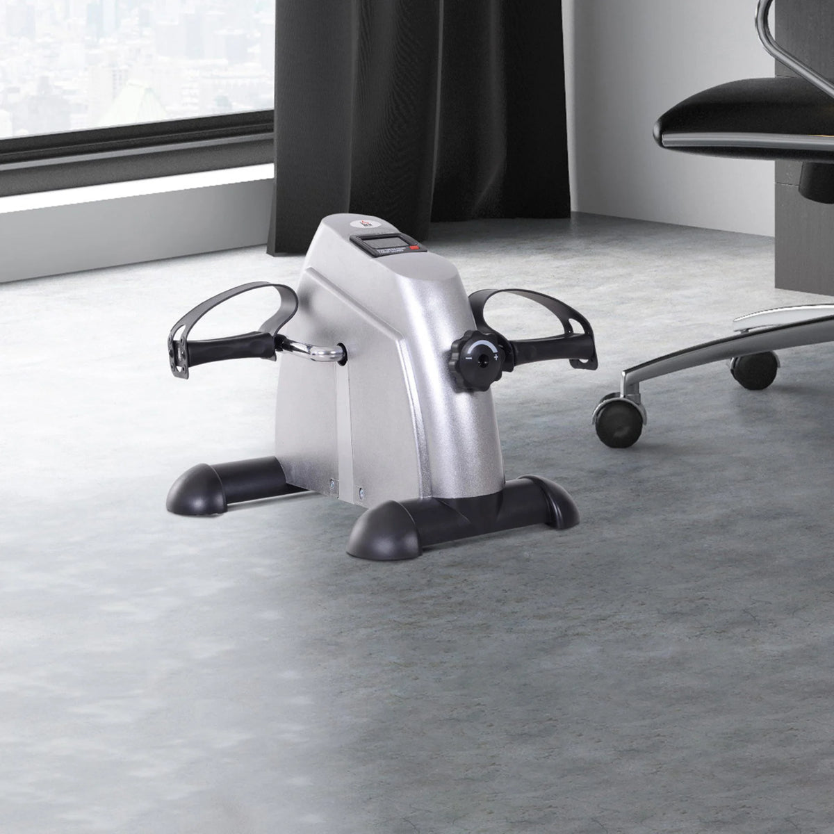 Mini Exercise Bike with LCD Display, Under Desk Pedal Exerciser, Silver