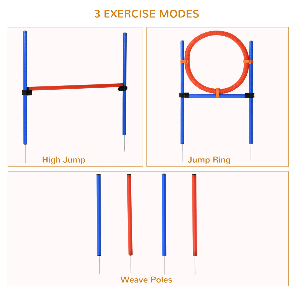 Outdoor Dog Agility Set with Jump, Hoop and Turnstile Poles