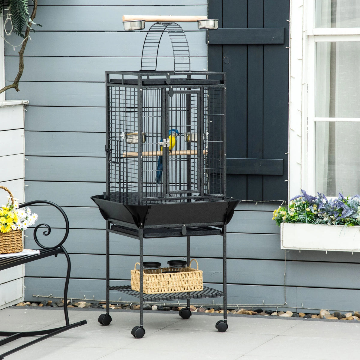 Steel Bird Cage, Large Budgie Cage for Cockatiels and Parakeets