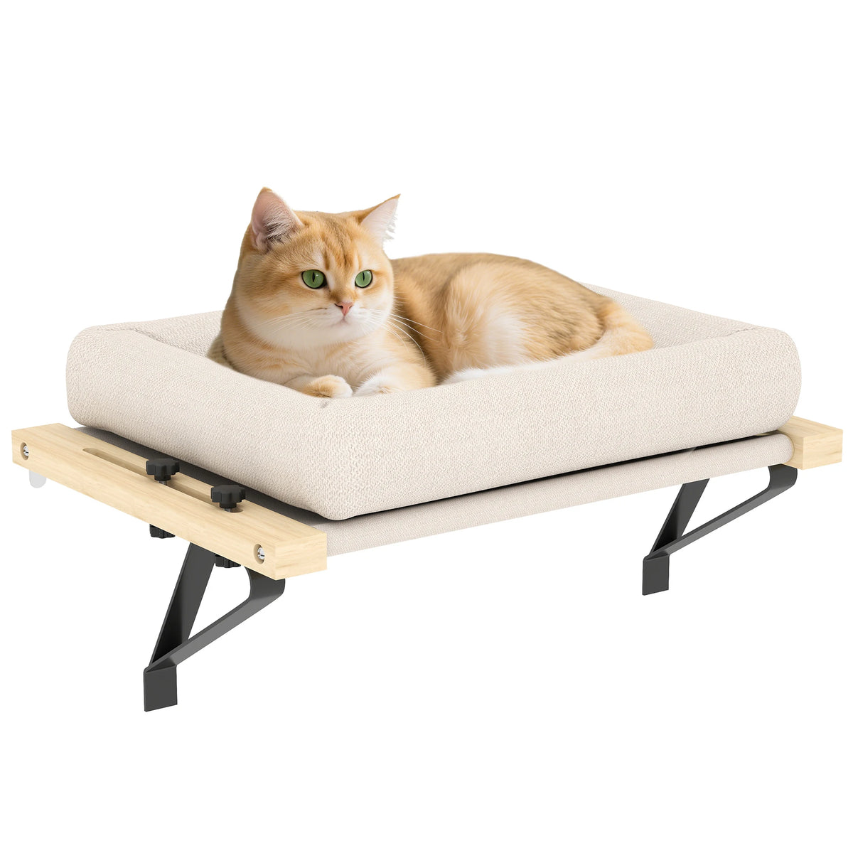 Cat Radiator Bed, Adjustable Hanging Cat Hammock with Cushion, Cream