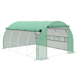 4 x 3m Walk-In Polytunnel Greenhouse with Roll-Up Sides, 8 Windows and Galvanised Steel Frame