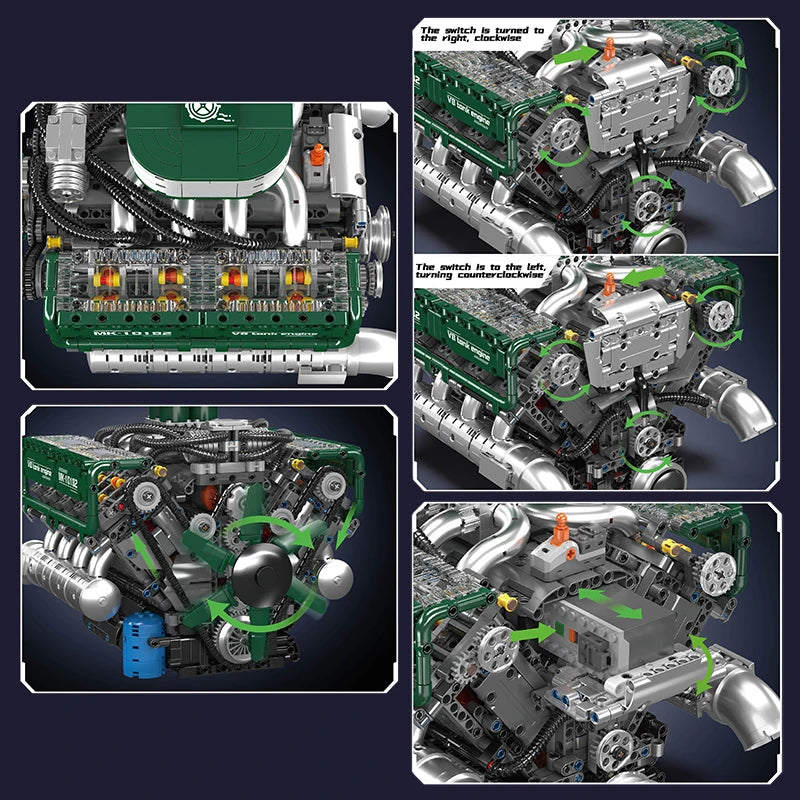 Mould King Motorised V8 Tank Engine Building Block Set 2250 Pieces Technical Assembly Brick Set for Adults and Kids