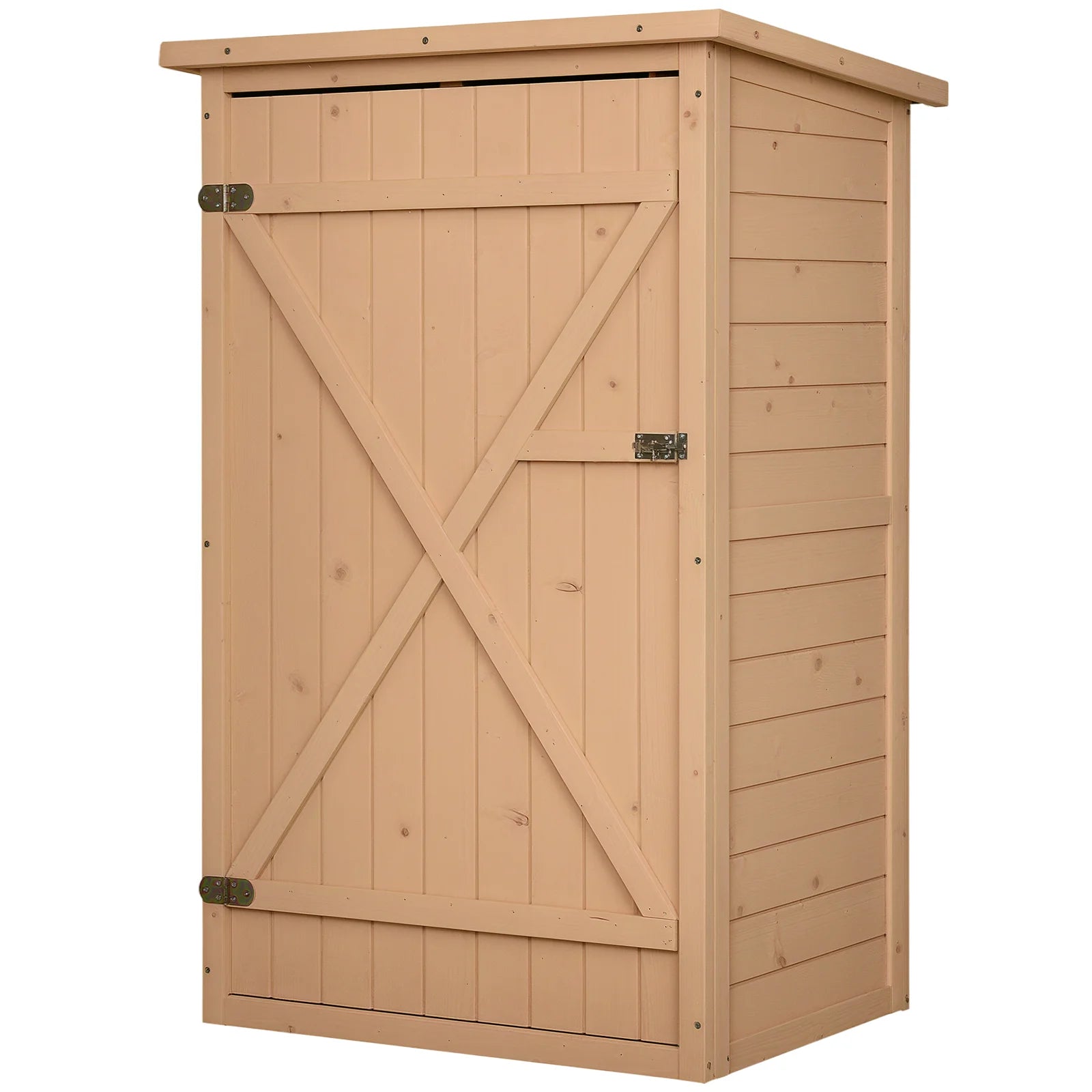 Wooden Garden Tool Storage Shed with 2 Shelves and Lockable Doors - Compact Outdoor Store