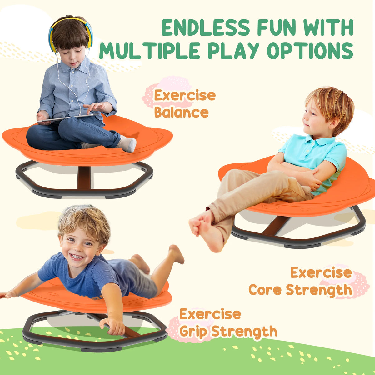 Planet Shaped Kids Swivel Chair 360 Degree Sensory Spinning Chair Steel Frame Anti Slip Base 50kg