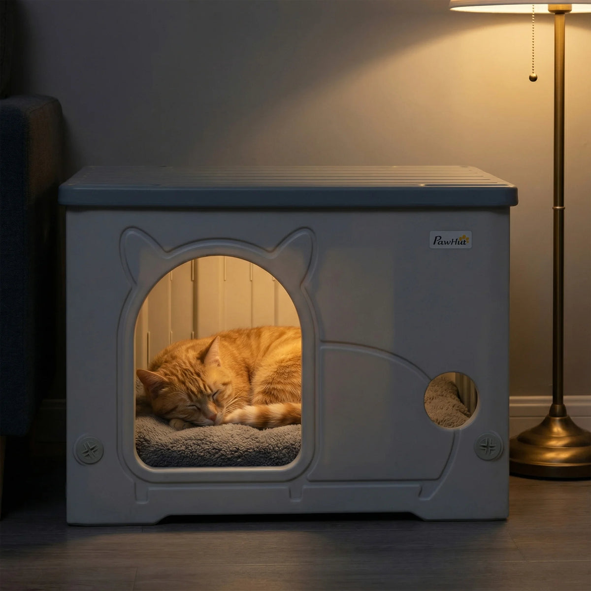 Cat House, Stackable Cat Bed for Indoor Outdoor, Grey