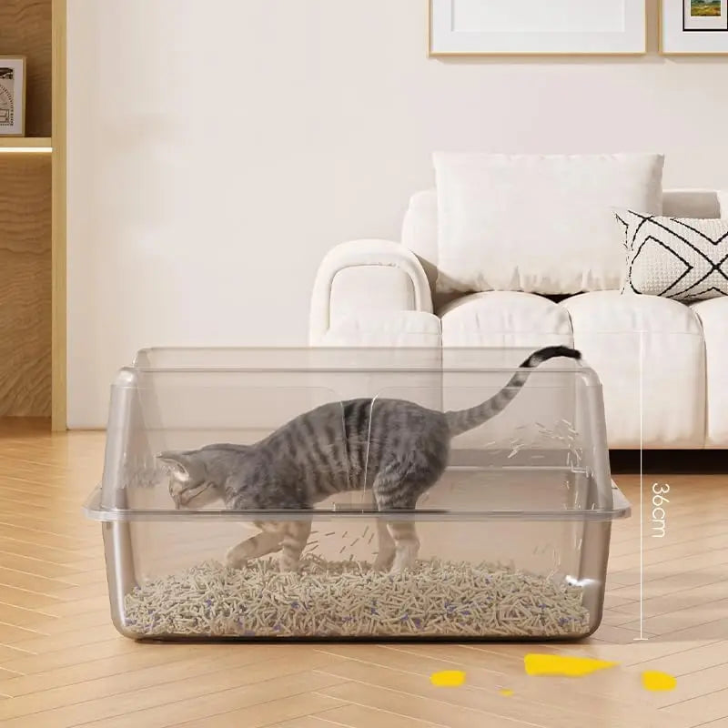 Stainless Steel Enclosed Cat Litter Pan 8 Inch Deep Non-Stick Metal Odor Control Splash Proof